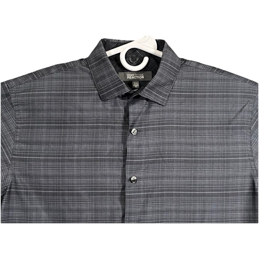 Kenneth Cole Men's Dress Shirt Medium 15.5-34/35 Gray Wrinkle Free‎ Regular Fit